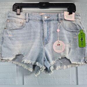 NWT Distressed Faded Blue Frayed Denim Cut Off Shorts Jr 11 Project Rebel Grunge